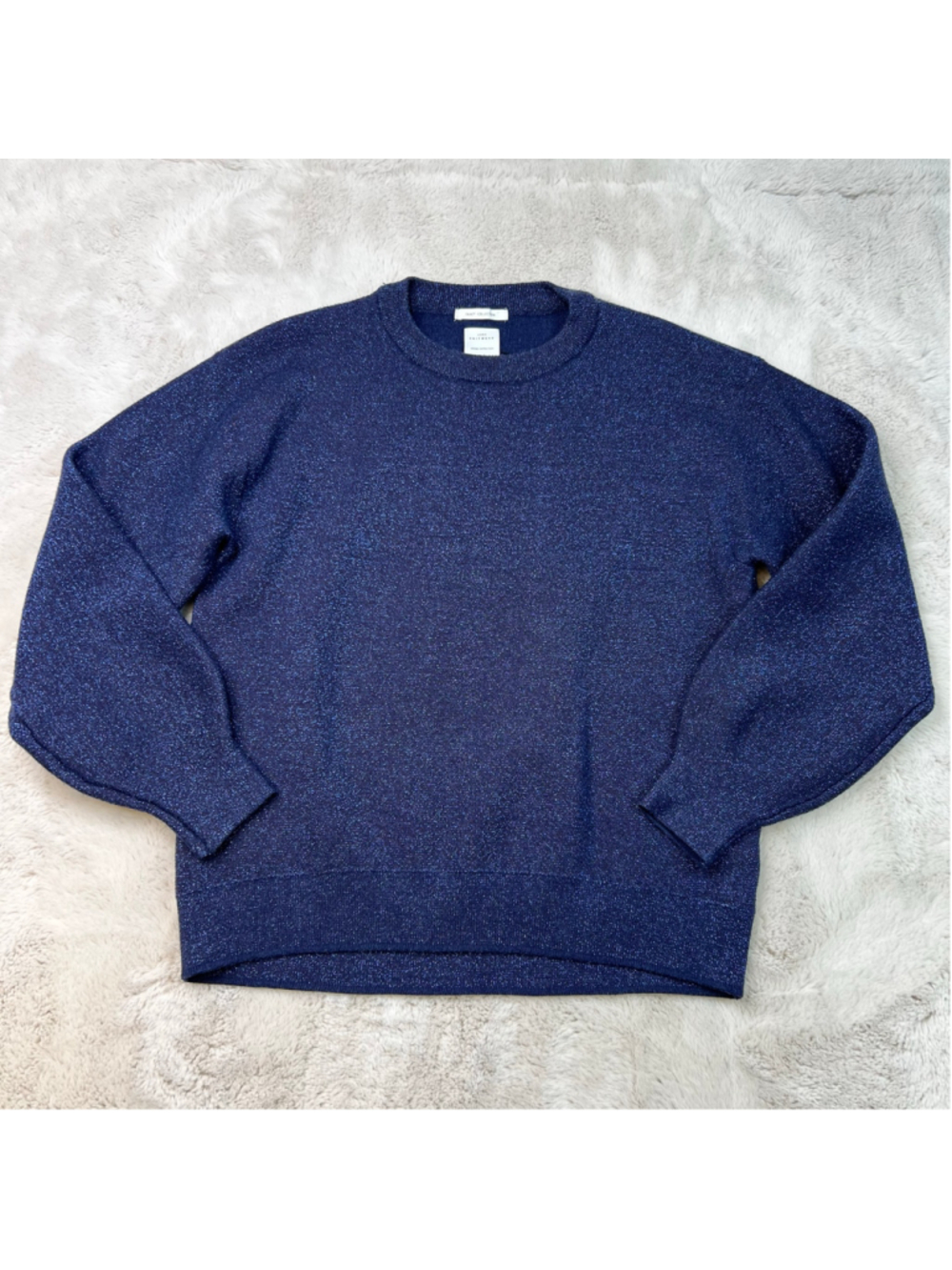 Zara Knit Sweater Blue Sparkle Girls Size 13-14 Balloon Sleeve Crewneck